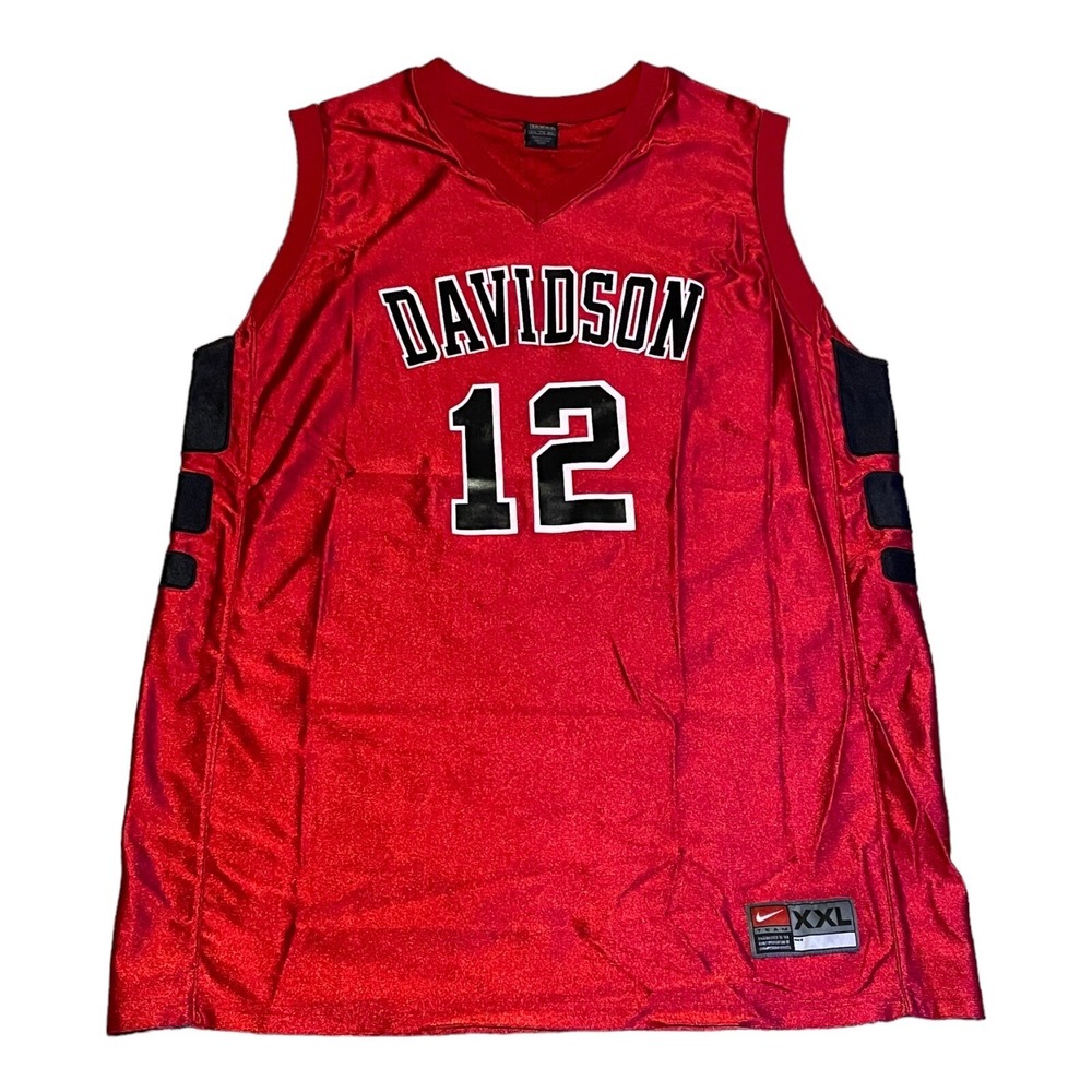 VTG Nike Team NCAA Davidson Wildcats #12 Red Basketball Jersey Rare Adult XXL